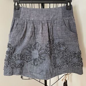 Skirt Denim Style Floral Pattern Charlotte Russe